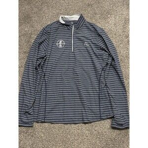 Rhoback Quarter Zip Jacket Women's Size Large Blue Striped Logo